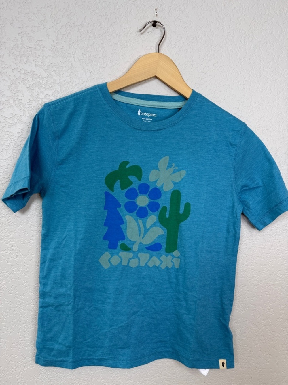 Cotopaxi Teal Graphic Cotton Tee Blue Kids Unisex Medium NWT